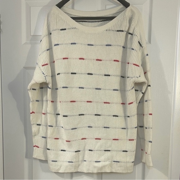 Reitmans Sweaters - Reitmans Cream Sweater with Red, Blue, and Black Stripes